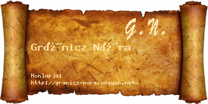 Gránicz Nóra névjegykártya
